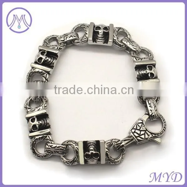 Stainless Steel Men Skull Bracelet With Silver Plating photo-4
