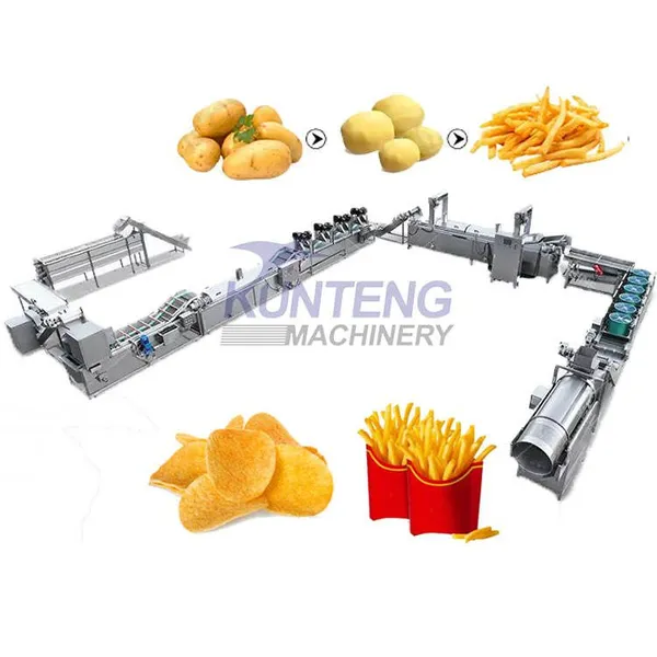 Intelligent Frozen Fries Equipment French Fries Equipment Vegetable Clean Peel Cut Into Strips and Fry Line