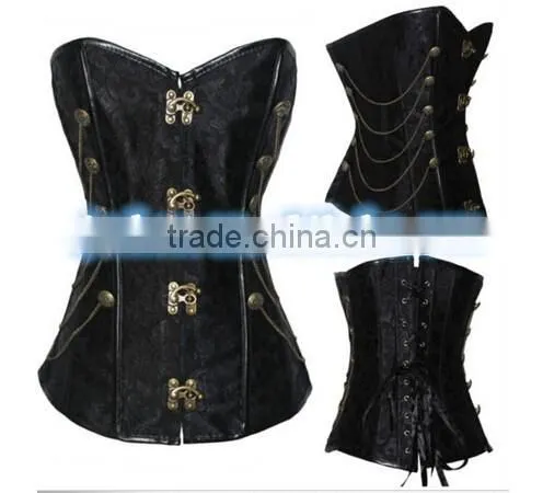 Corset Burlesque Basque Boned Lace Up Corsets Fancy Dress Costume
