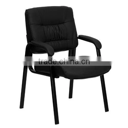 Black Leather Guest/Reception Chair With Black Frame Finish Quality Choice