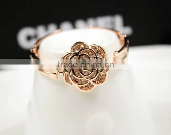 2016 Latest Fashion Women Lady Beautiful Flower Bracelet Rose Gold Jewelry photo-4