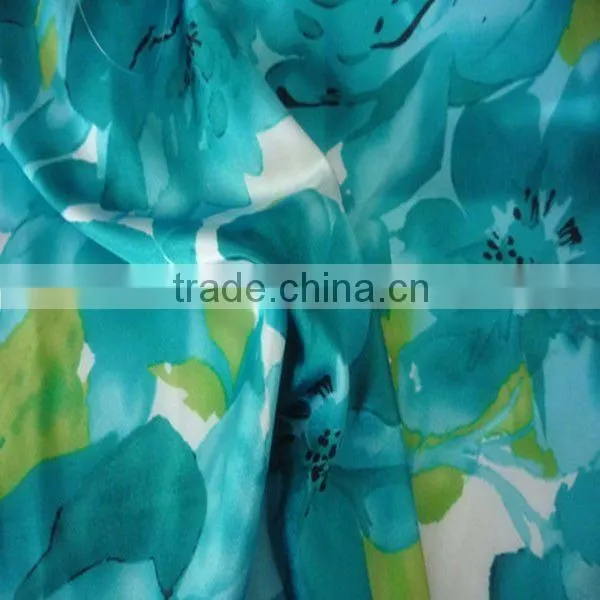 Big Flower Print Fabric Stretch Chiffon Fabric 100 Polyester Crepe Chiffon Fabric
