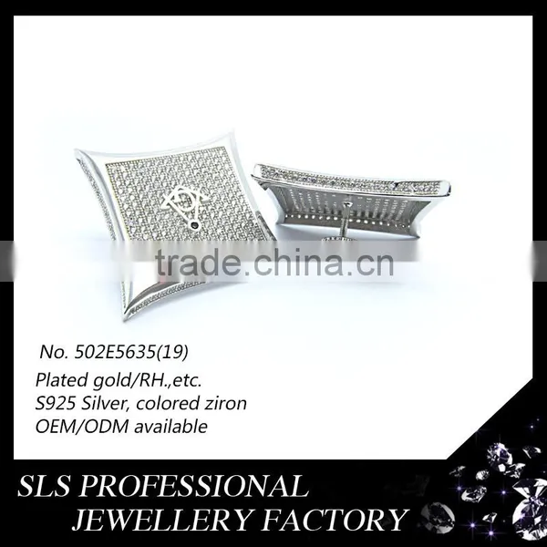 2016 Fashion American Style Jewelry 925 Silver White Zircon Rhodium Plated Stud Earrings From Sls Jewelry photo-3