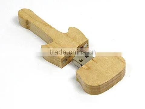 Promotional Gift Guitar Wooden Thin Thumb Drive 4GB