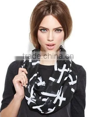 2015 Foreign Trade Latest Design Classic Cross Printed Polyester Infinity Scarf and Shawl Women photo-3