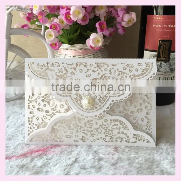 2016 Hot Sale Customized Flower Style Manufacturer Colorful With Beads Pocket Fold Wedding Invitation Card Greeting Cards photo-5