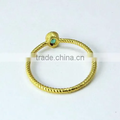 Heavenly !! Oval Shape Emerald Gold Polish 925 Sterling Silver Ring, Online Silver Jewelry, Indian Fashion Silver Jewelry photo-5