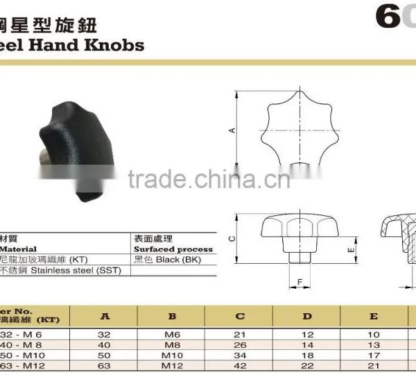 For Food Processing and Forming Machine Stainless Steel Adjustable Black Plastic Hand Star Knobs photo-2
