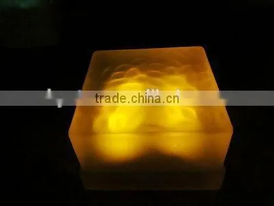 Glass Solar Brick Light With Yellow Color, Solar Garden Light