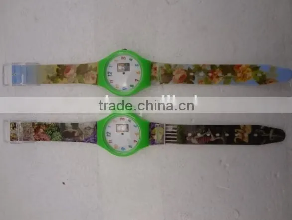 Fashion PVC Band Plastic Watch for Promotion Plastic Ladies Watch Custom Printed Strap Womens Full Printed Plastic Watch photo-2