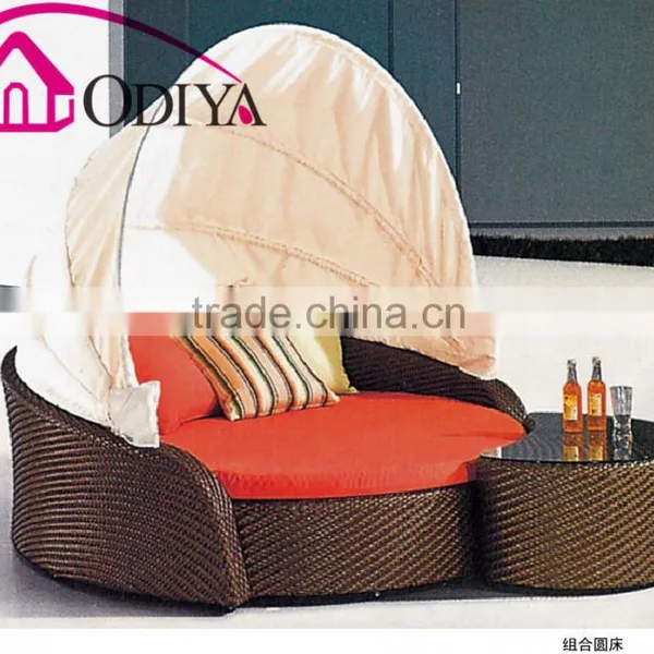 Outdoor Garden Rattan Round Daybeds With Canopy photo-2