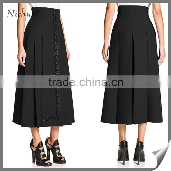 2016 Fashion Black Latest Long Skirt Design