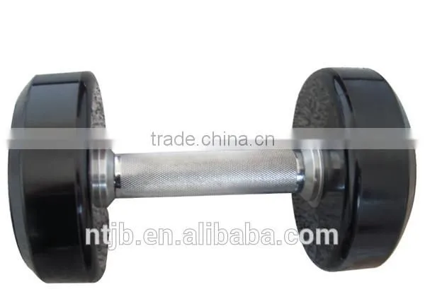 2016 Hot Sale Deluxe Whole Shaping 30kg PU Round Head Dumbbell With Stainless Steel Plating Knurled Handle photo-5