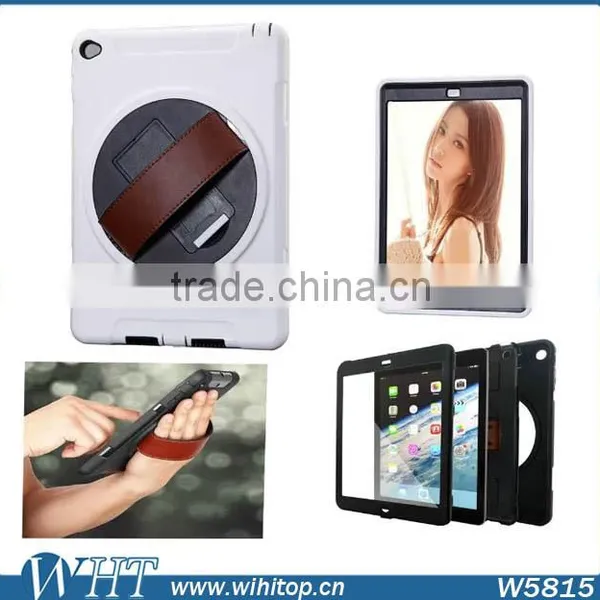 Touchable Screen TPU PC Rotating Stand 3 in 1 Hybrid Rugged Armor Case for IPad 2 3 4 With Hand Strap photo-4