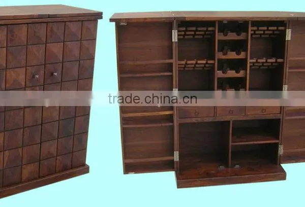 wooden wine cabinet,wine rack,bar counter,bar table set,bar cabinet,bar unit,sheesham wood furniture