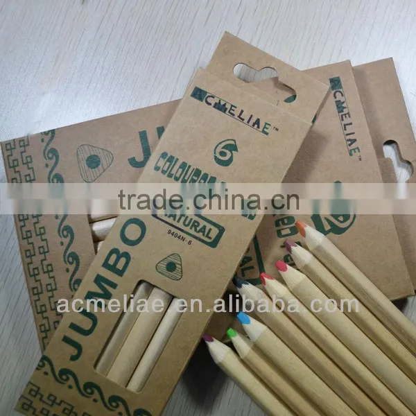 7" Jumbo Size Triangular Shape High Quality 5.0mm Color Lead Natural Wood Colored Pencil photo-2