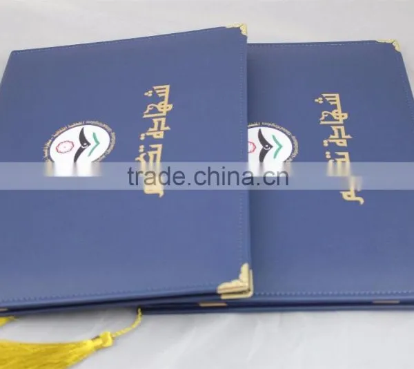 High Quality A4 Size Pu/Genuine Leather Certificate Holder With Customer Design