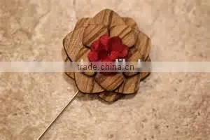 Fashion Wholesale Wooden Antique Flower Lapel Pin for Wedding Dress photo-3