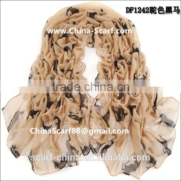 Dark Horse Print Scarf Shawl Wholesale Women photo-4