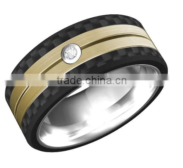 Polished Shiny Rose Gold Plating Tungsten Wedding Bands Ring Inlay Carbon Fiber Rings Bands photo-3