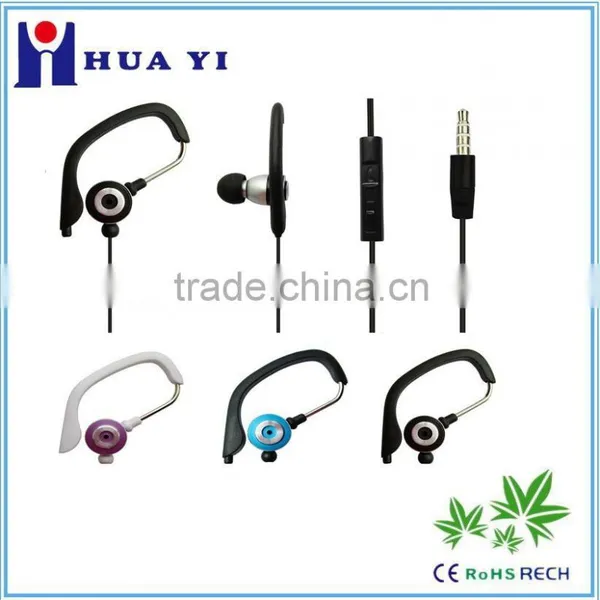 Fashion Earhook Sport Erphone With Mirc Handfree Metal Earbud
