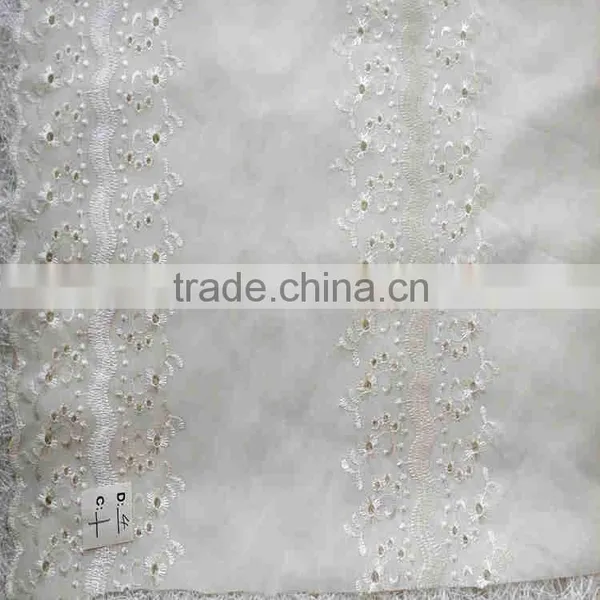T/C EMBROIDERY FABRIC 42"/43"/embroidery Fabric With Pearls photo-2