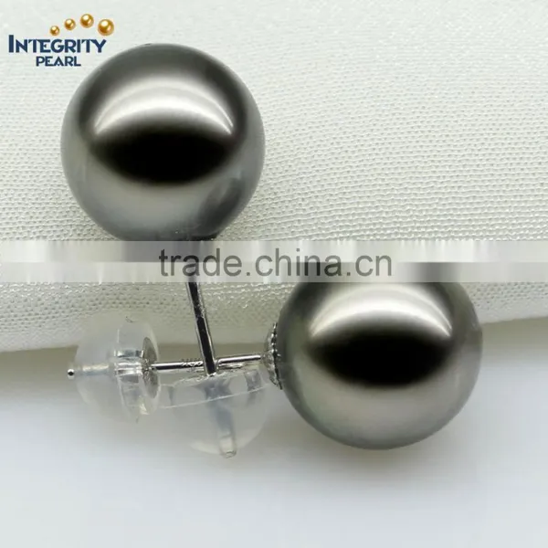 Perfect Round Unique Design 10-11 Black Tahiti Jewel Women Natural Pearl Earring photo-2