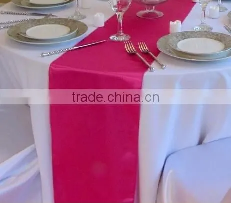 Polyester Satin Table Runner for Banquet and Wedding Event Hot Pink