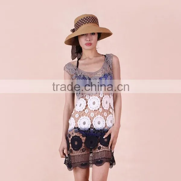 Sleeveless Elegant Crochet Sexy See-through Lace Evening Dress photo-4