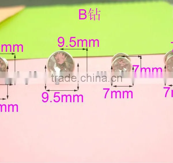 9.5mm Crystal Rivet, Diamond Cap Snap Button, Crystal Press Snap Button