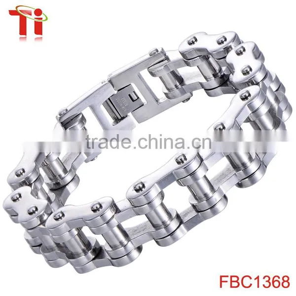New Men's 316L Stainless Steel Motorcycle Bicycle Chain Biker Bracelet Bangle 13mm 8.5'' photo-2