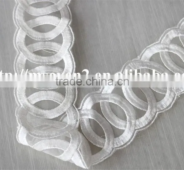 Good Sale Circle Pattern Silk White Polyester Embroidery Lace for Clothing photo-4