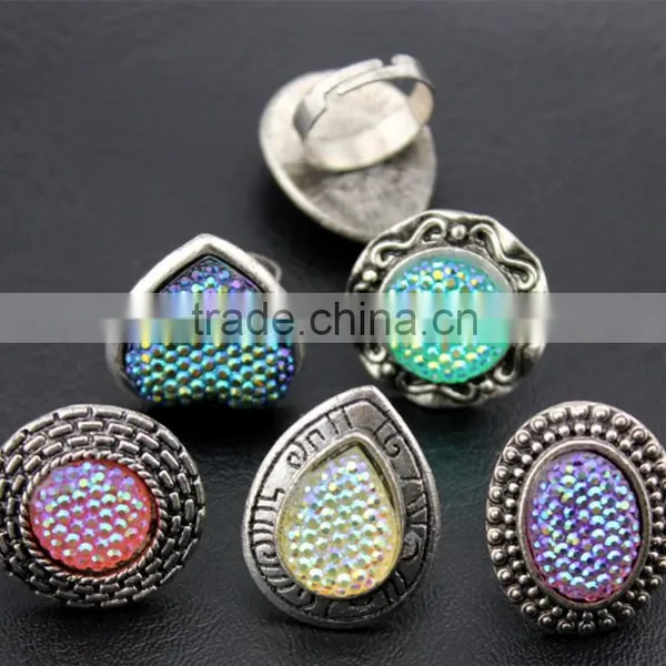 Wholesale Candy Color Alloy Resin Opening Rings photo-4
