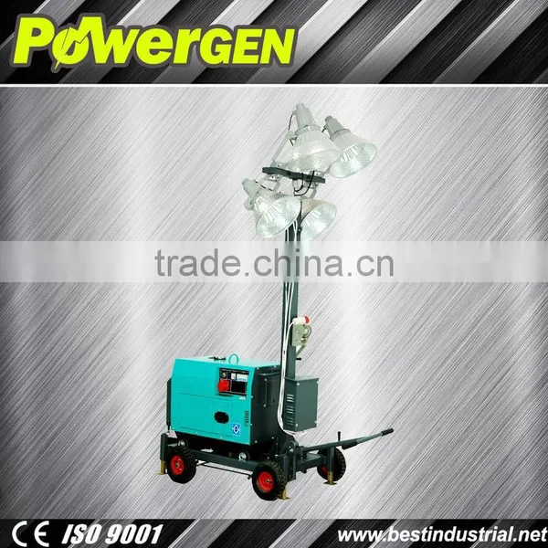 Hot sale!!! POWER-GEN 4 lights 5KW Diesel Construction Light Tower