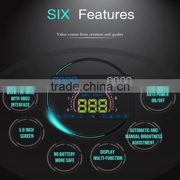 Latest Automotive E350 5.8" Inch Car OBD2 Headup LED OBD2 Display HUD photo-4