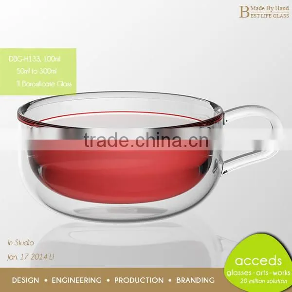 The Most Populare Gold Rim 2014 Double Wall Milk Glass Cup photo-2