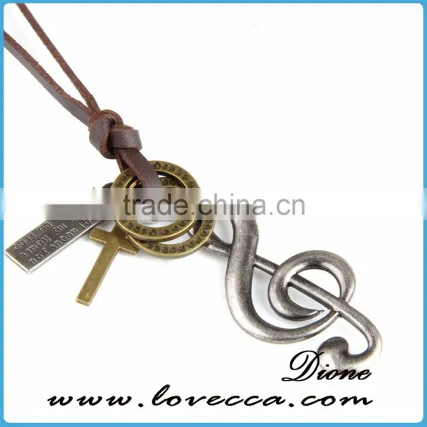 Wholesale Bronze Tone Anchor Pendant Necklace Brown Adjustable Vintage Leather Cord Necklace photo-4