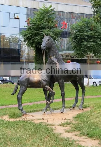 Copper Mother and Baby Horse Statue for Sale photo-2