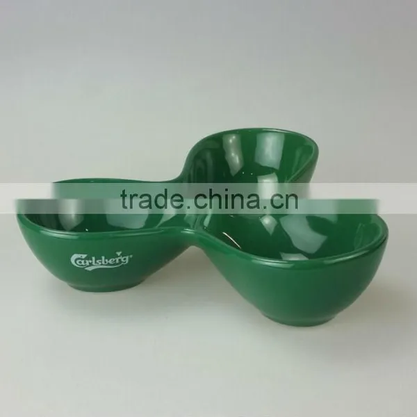 8inch Ceramic Green Promotion Cheap Dessert Divided Dish