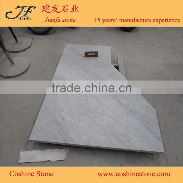 White Marble Table Tops Italian Bianco Carrara White Countertop Kitchen Cabinets photo-2