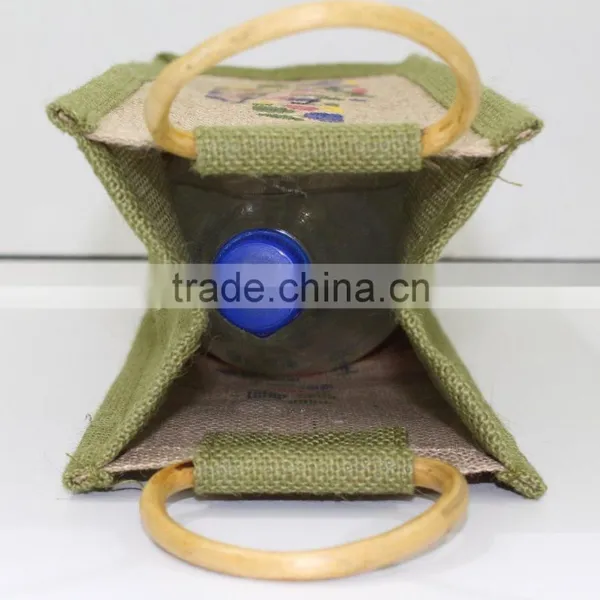 Jute Wine Bag/ One Bottle Wine Carry Bag Jute/ Eco-friendly Wine Tote photo-4