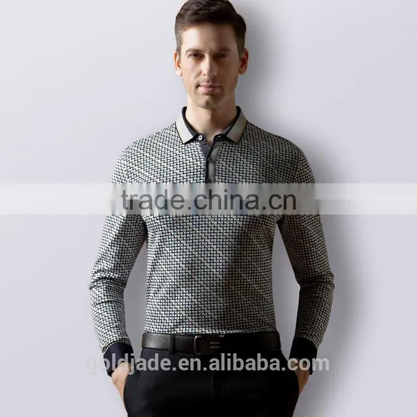 Mens Long Sleeve Polo Shirts OEM 100% Cotton Classic Collar Polo t Shirt for Men photo-5