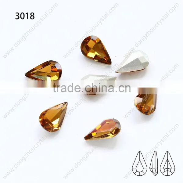 K9 Crystal Smoke Topaz Tear Drop Point Back Chaton Stone Jewelry Glass Stone photo-3