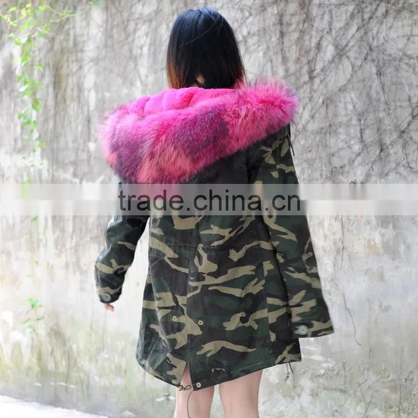 CX-G-P-11 Hot Selling Fur Coat Factory Raccoon Collar Fake Fur Parka Coat photo-3