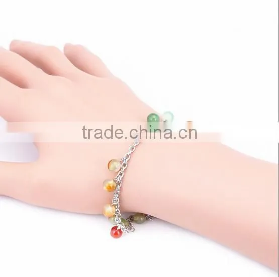Diy Colorful Round Stone Beads Charm Anklet Handmade Mix Stone Charm Anklet Bracelet for Women Anklet Jewelry 2017 photo-3