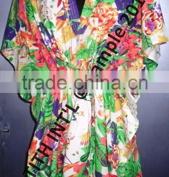 Viscose Printed V Neck Gown photo-3
