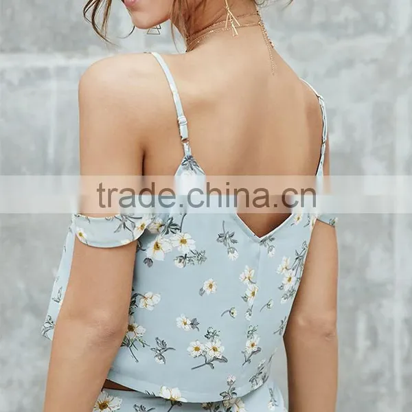 Cold Shoulder Tank Top/Floral Print Tank Top photo-3