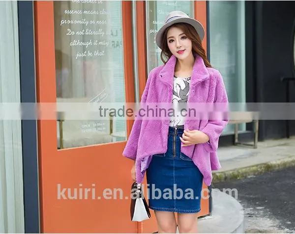 2016 Autumn New Arrival Irregular Whole Skin Rex Rabbit Fur Coat Outerwear Women Fashion Turn Down Collar Real Fur Jacket photo-2