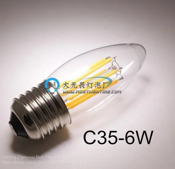 E27 C35 LED Filament Candle Bulb 6W photo-2
