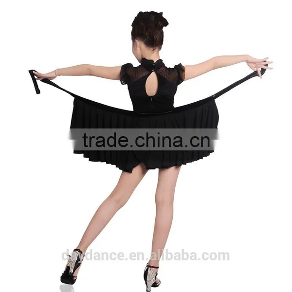 Girl Child Elegant Black Dance Skirt Suit Kids Mesh High Neck Sleeveless Latin Dance Leotard photo-4